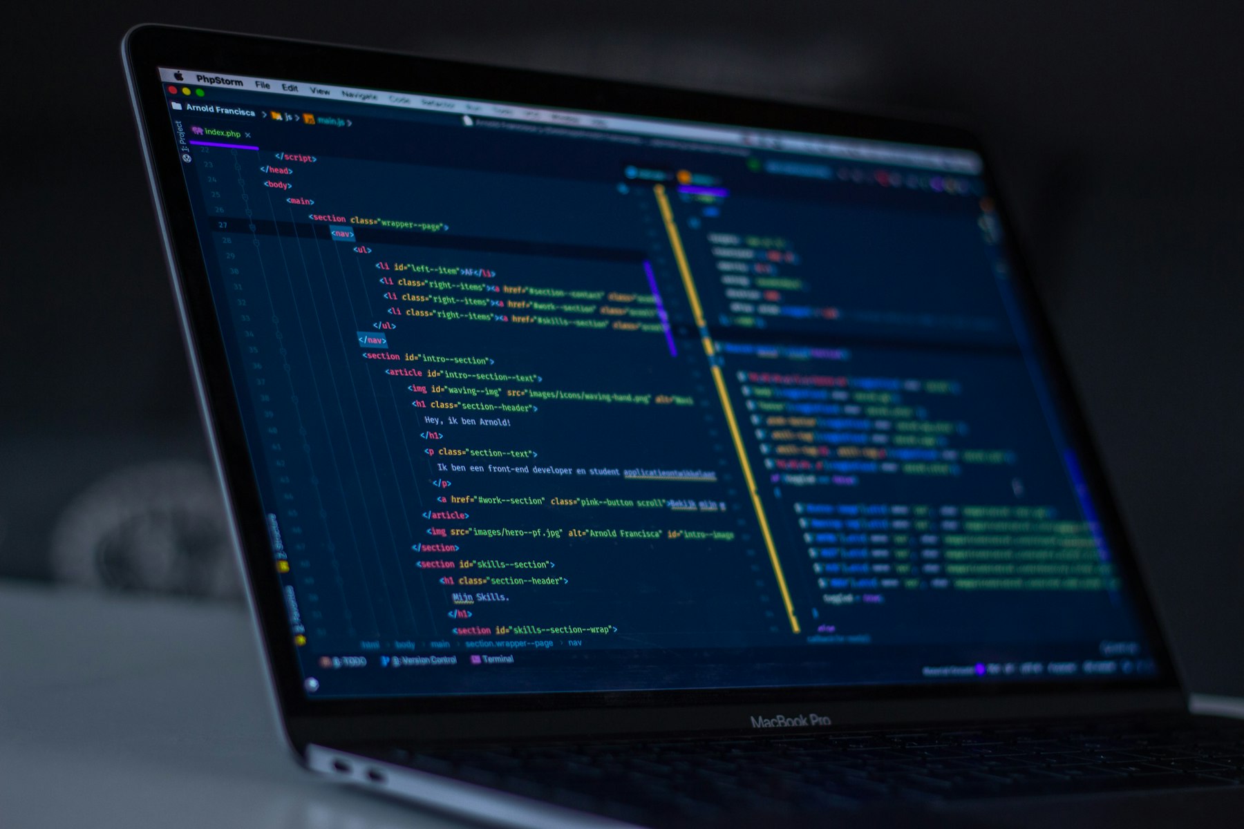 Source code on a laptop