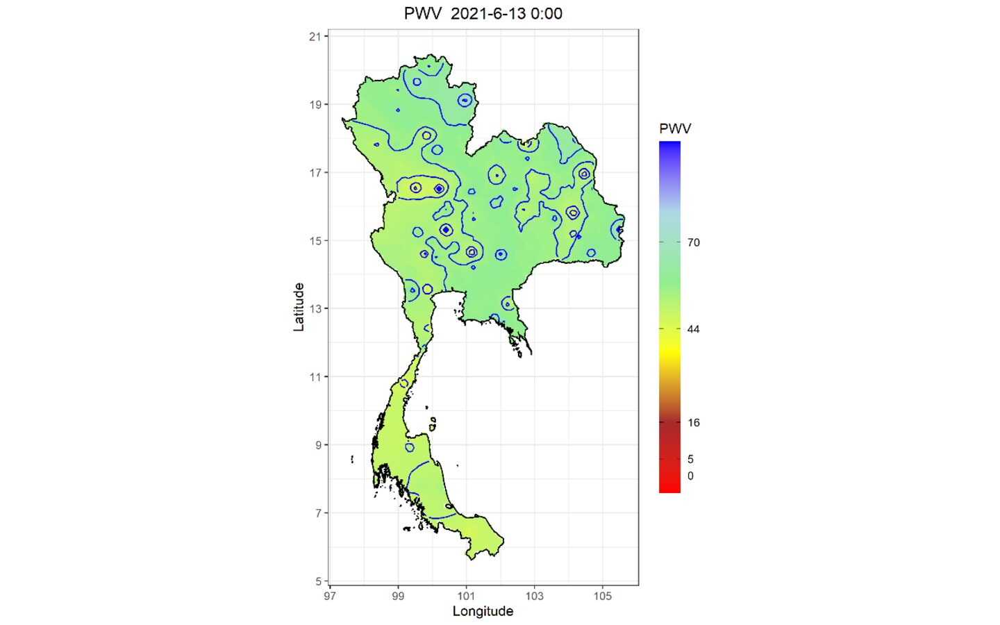 Near Real-Time Precipitable Water Vapor (PWV) Mapping from Multi-GNSS